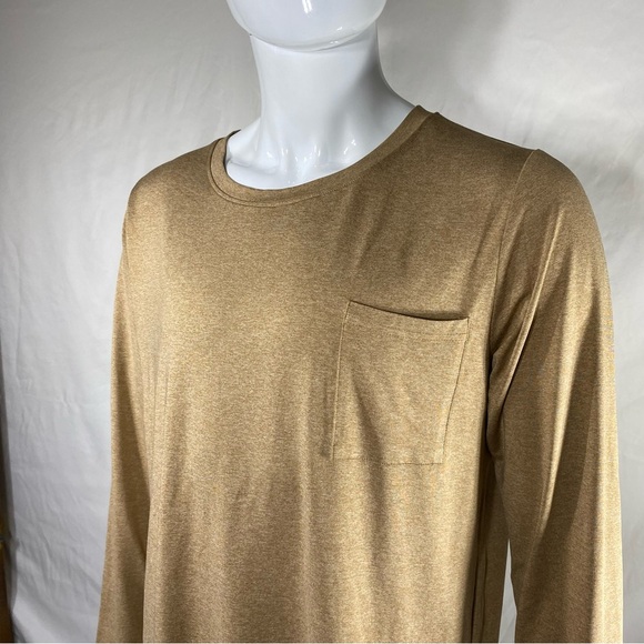 Men’s Khaki Tan Casual Pocket Long Sleeve Tee - Picture 2 of 6